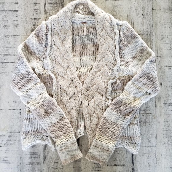 Free People Sweaters - Free People Cozy Braided Chunky Striped Cardigan